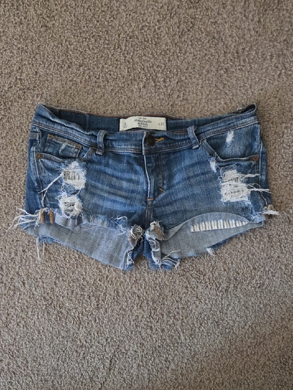 Abercrombie & Fitch Blue Distressed Denim Cutoff Shorts